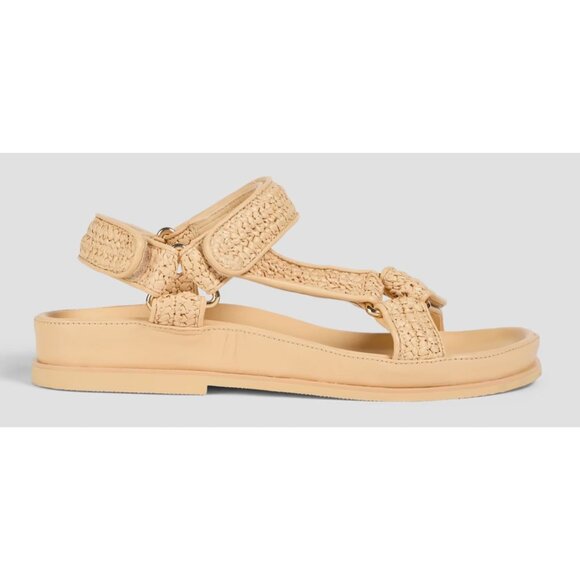 Beige Woven Strap Flat Sandals by Sandro With Velcro Closures size 9 - Picture 2 of 5